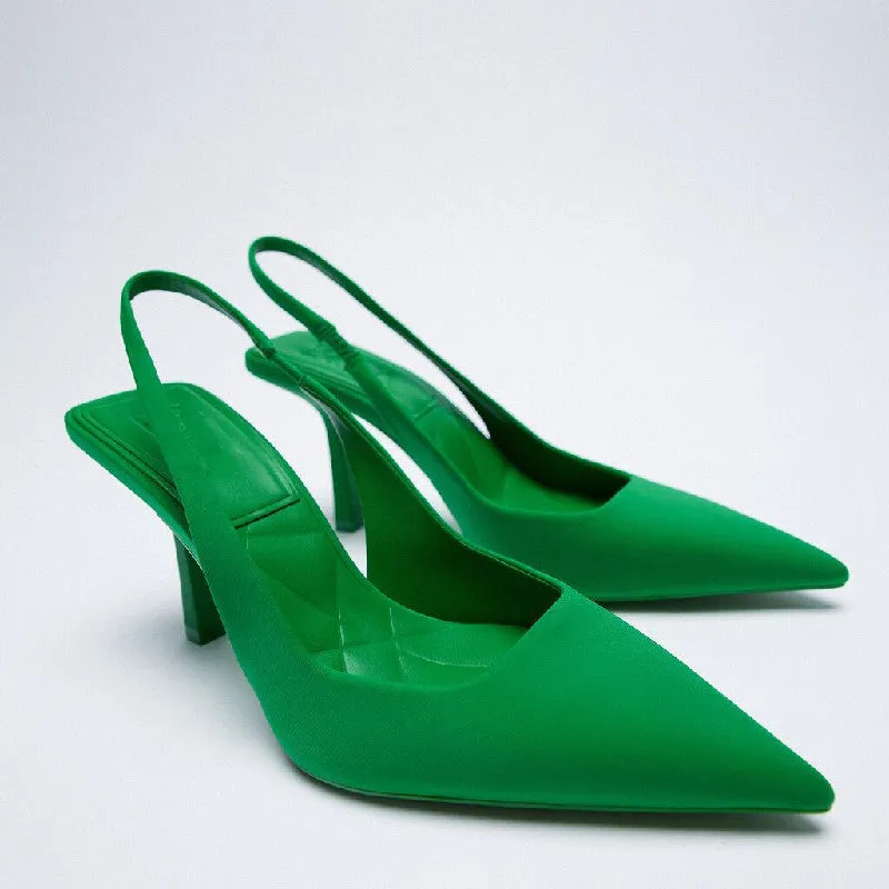 High Heel Mules Purple Pointed Toe Elegant Stiletto Heel