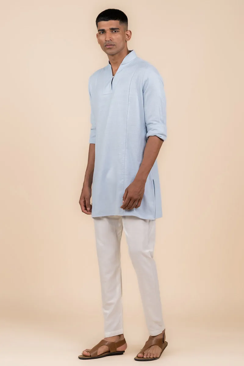 Light Blue Kurta With Jaali Detailing