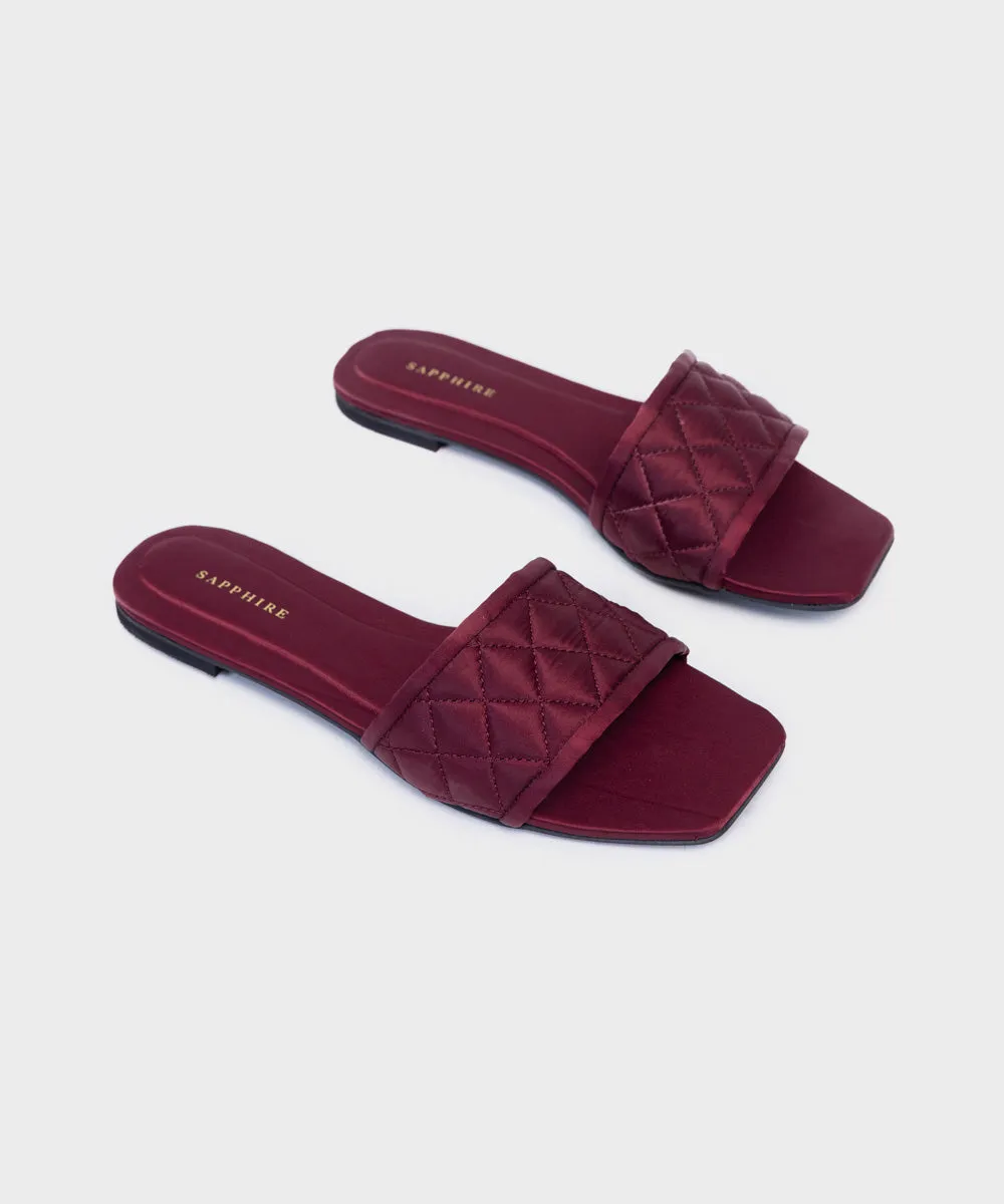 Maroon Satin Flats