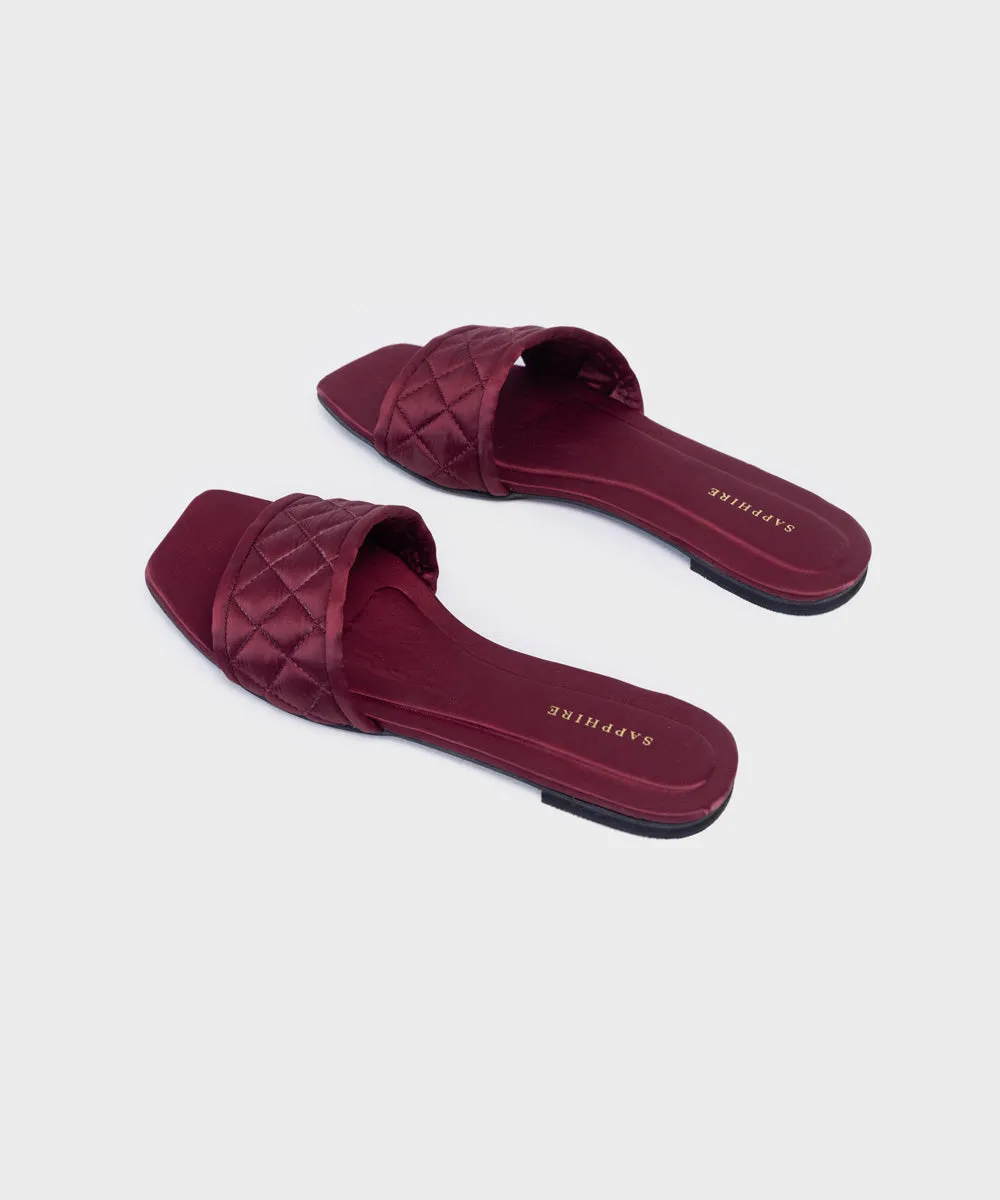 Maroon Satin Flats