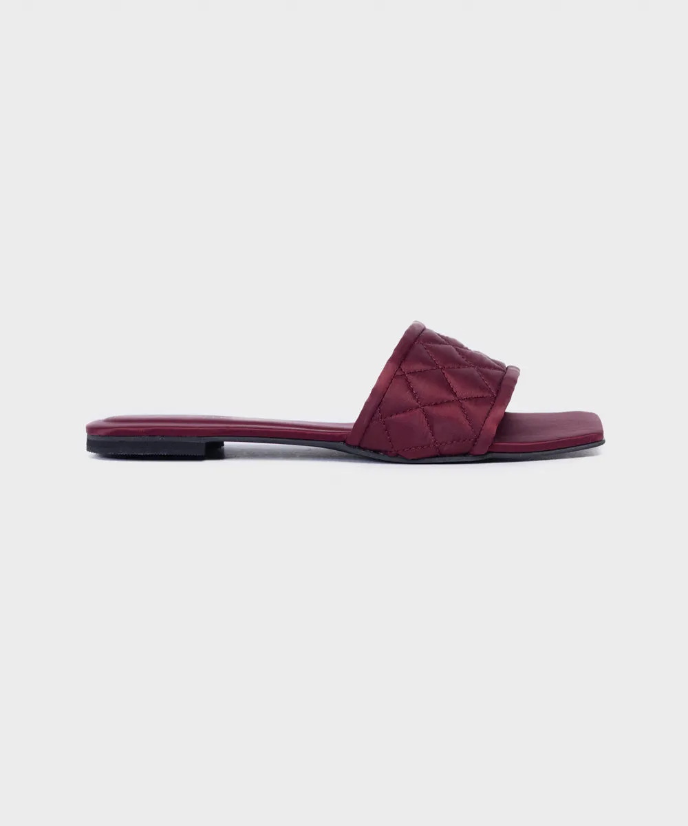 Maroon Satin Flats