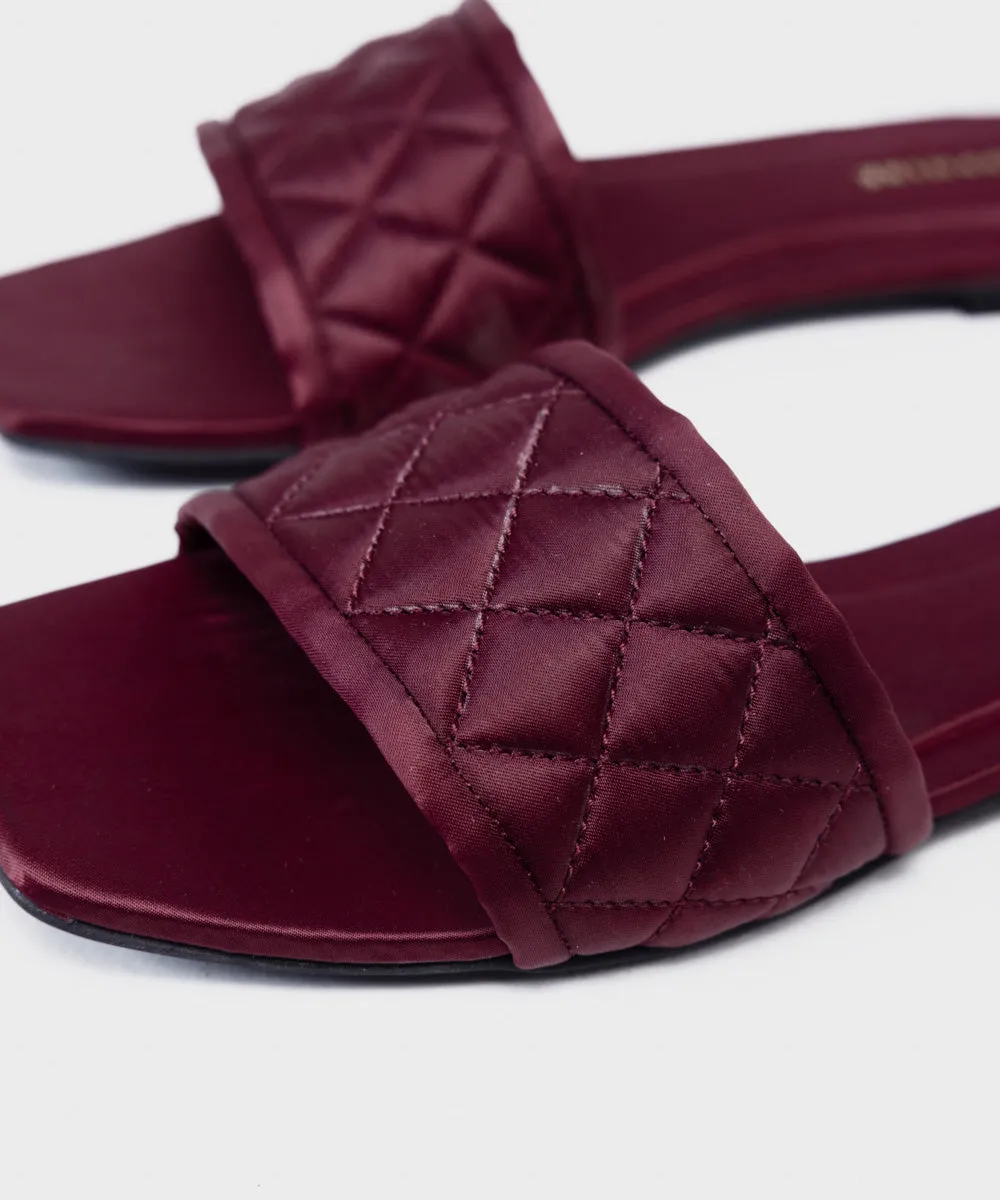 Maroon Satin Flats