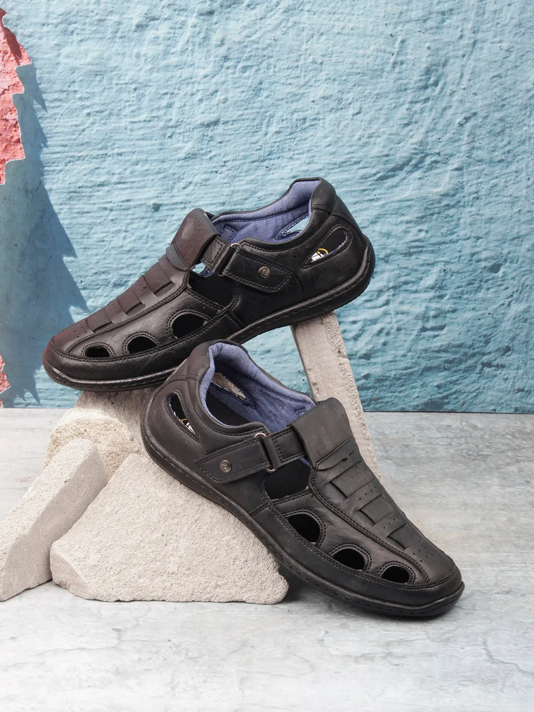 Men's Black Roman Style Close Sandal (IX5004)
