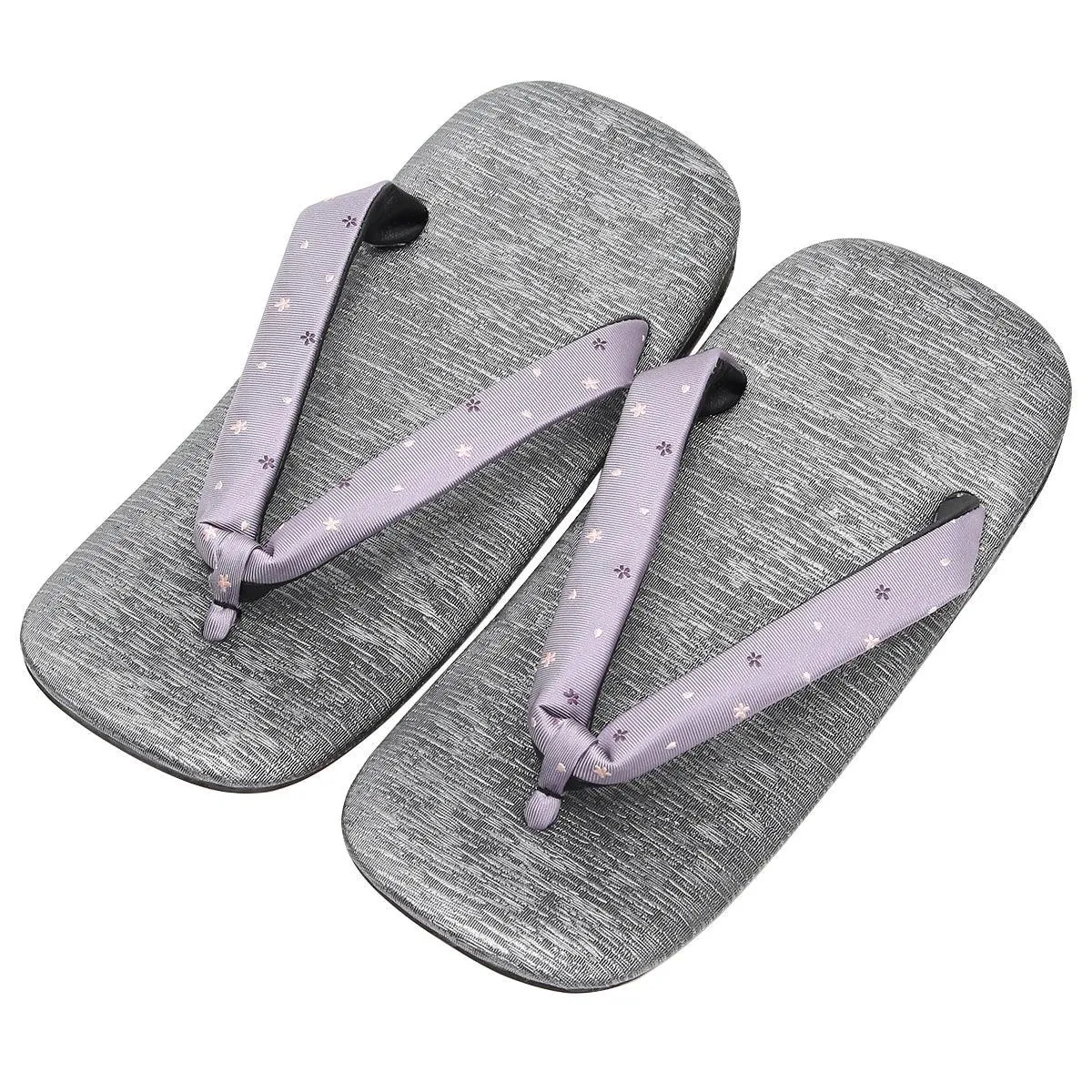 Men's Japanese Leather Soled Geta & Zori Sandals flip-flops Handmade with Silk Thongs -15. Sakura