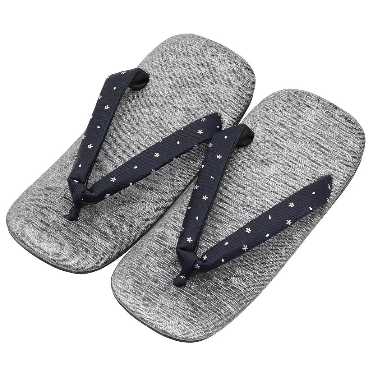 Men's Japanese Leather Soled Geta & Zori Sandals flip-flops Handmade with Silk Thongs -15. Sakura