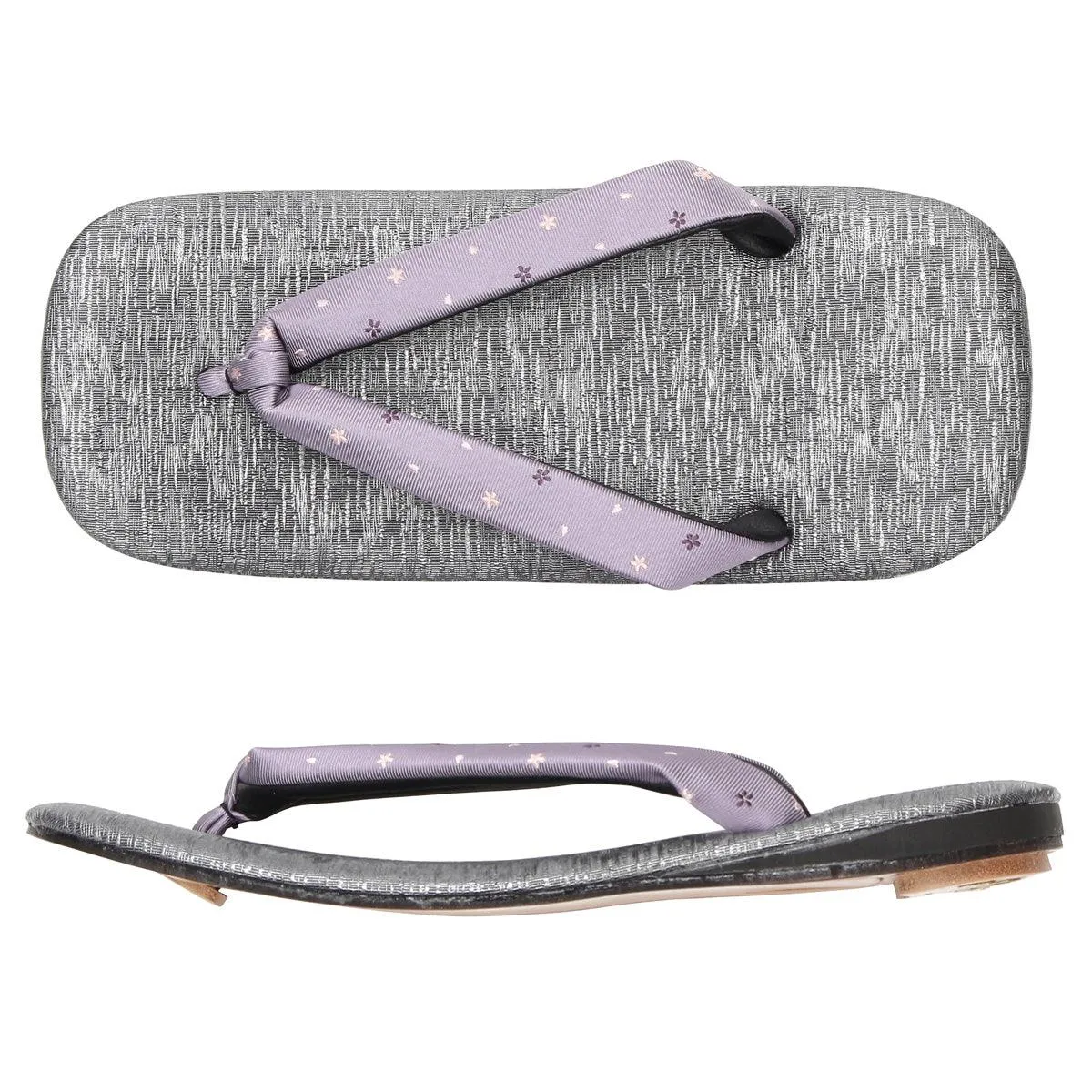 Men's Japanese Leather Soled Geta & Zori Sandals flip-flops Handmade with Silk Thongs -15. Sakura