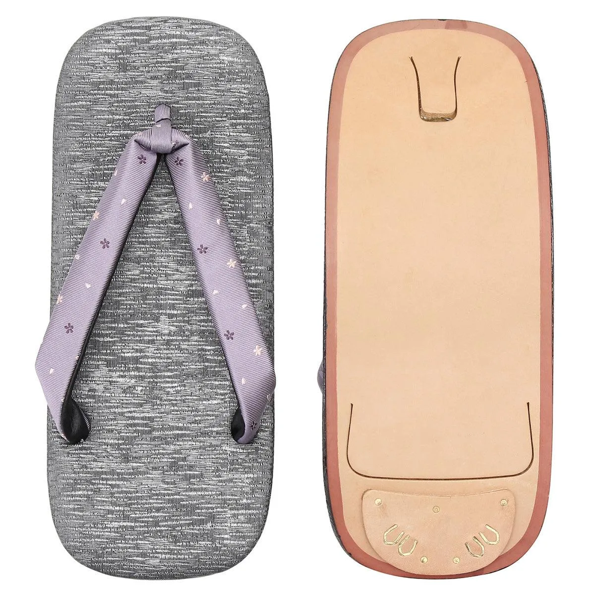 Men's Japanese Leather Soled Geta & Zori Sandals flip-flops Handmade with Silk Thongs -15. Sakura