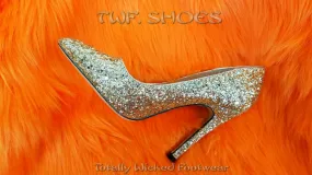Monica 100 Soft Gold Glitter 4" High Heel Shoes Pointy Toe Pump 6.5-11