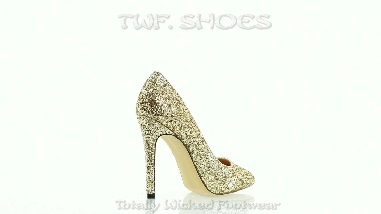 Monica 100 Soft Gold Glitter 4" High Heel Shoes Pointy Toe Pump 6.5-11
