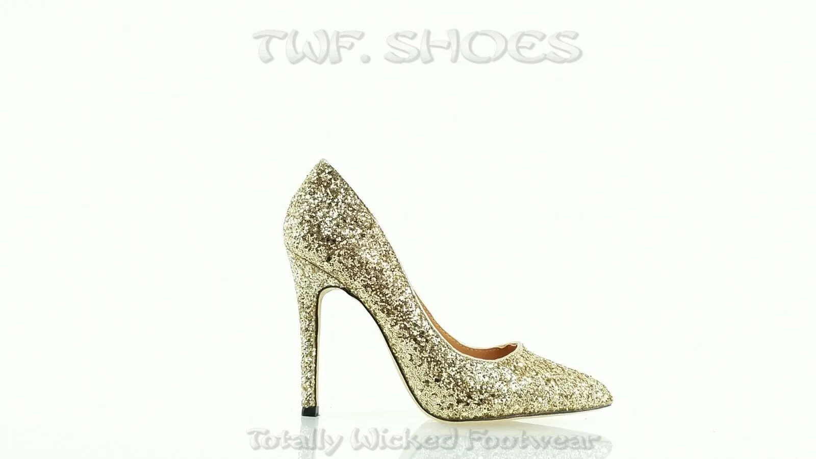 Monica 100 Soft Gold Glitter 4" High Heel Shoes Pointy Toe Pump 6.5-11