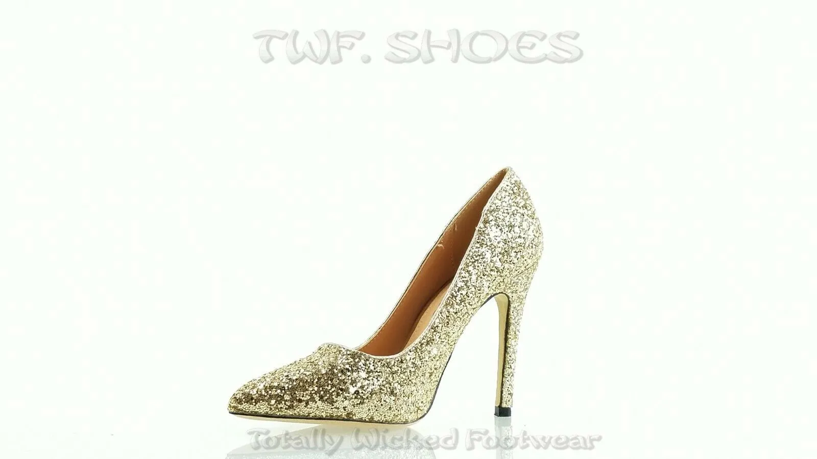 Monica 100 Soft Gold Glitter 4" High Heel Shoes Pointy Toe Pump 6.5-11