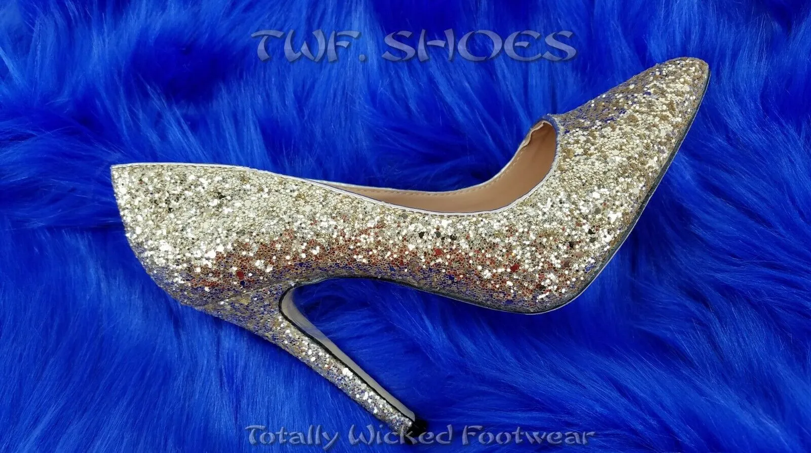 Monica 100 Soft Gold Glitter 4" High Heel Shoes Pointy Toe Pump 6.5-11