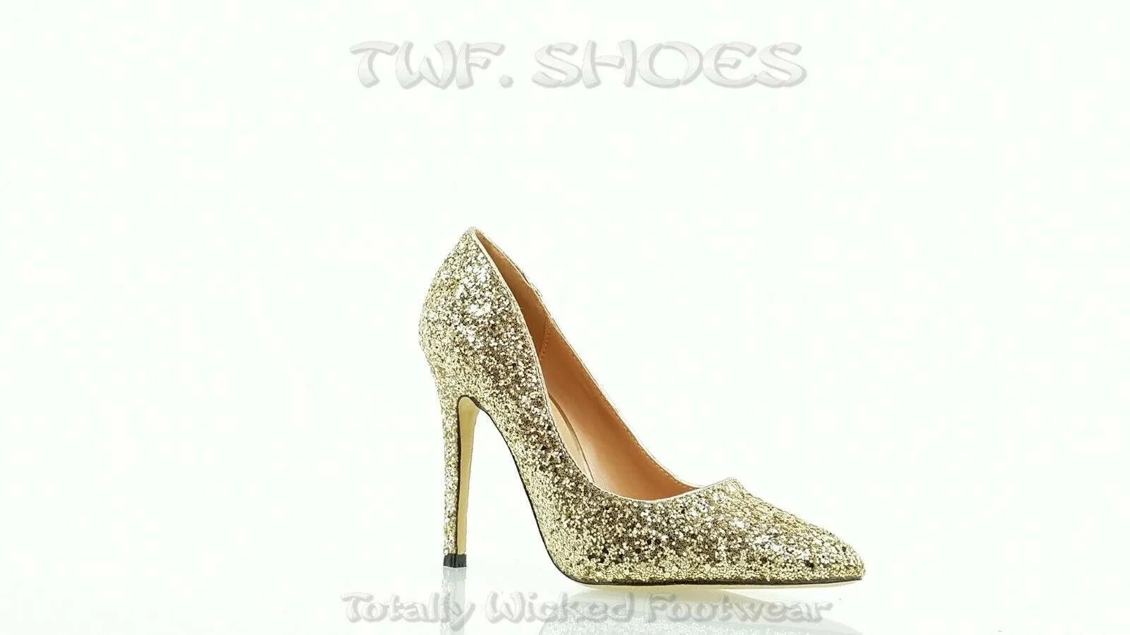 Monica 100 Soft Gold Glitter 4" High Heel Shoes Pointy Toe Pump 6.5-11