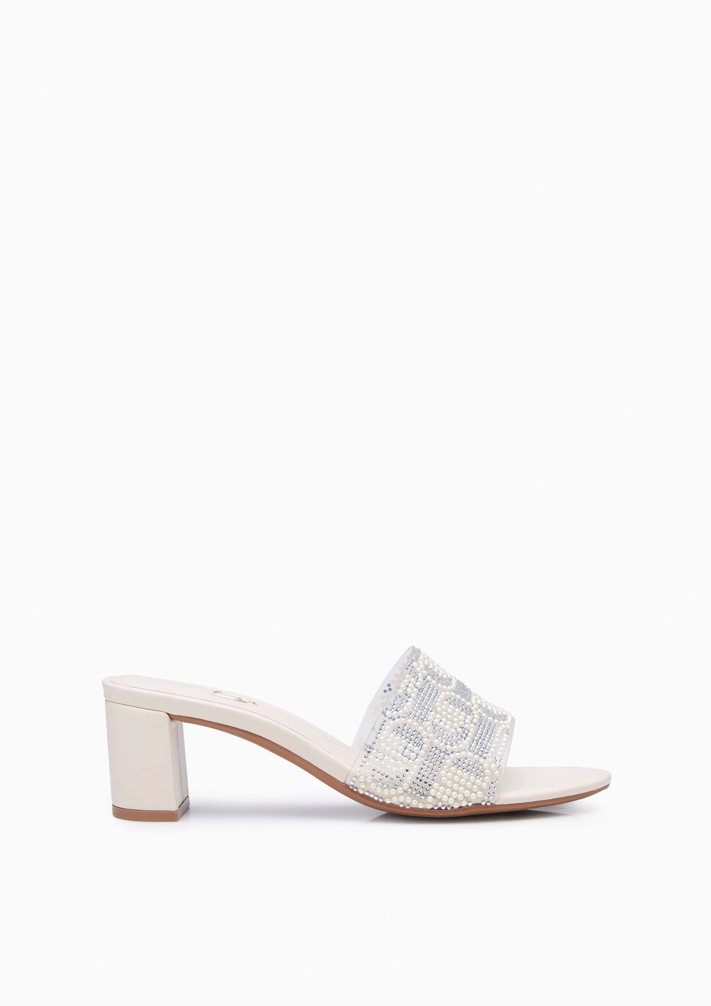 Newly Clear Mid Heels Beige