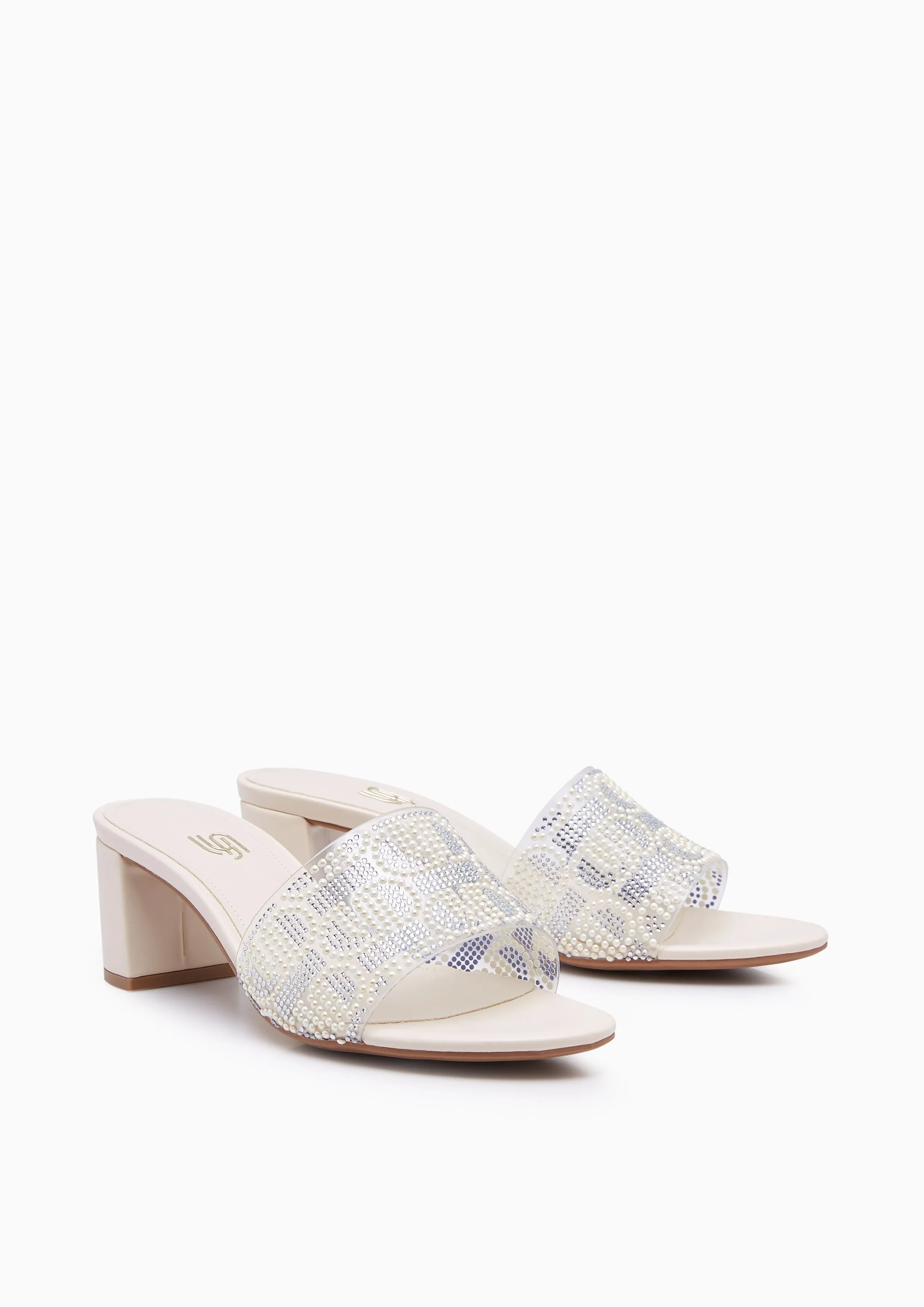 Newly Clear Mid Heels Beige