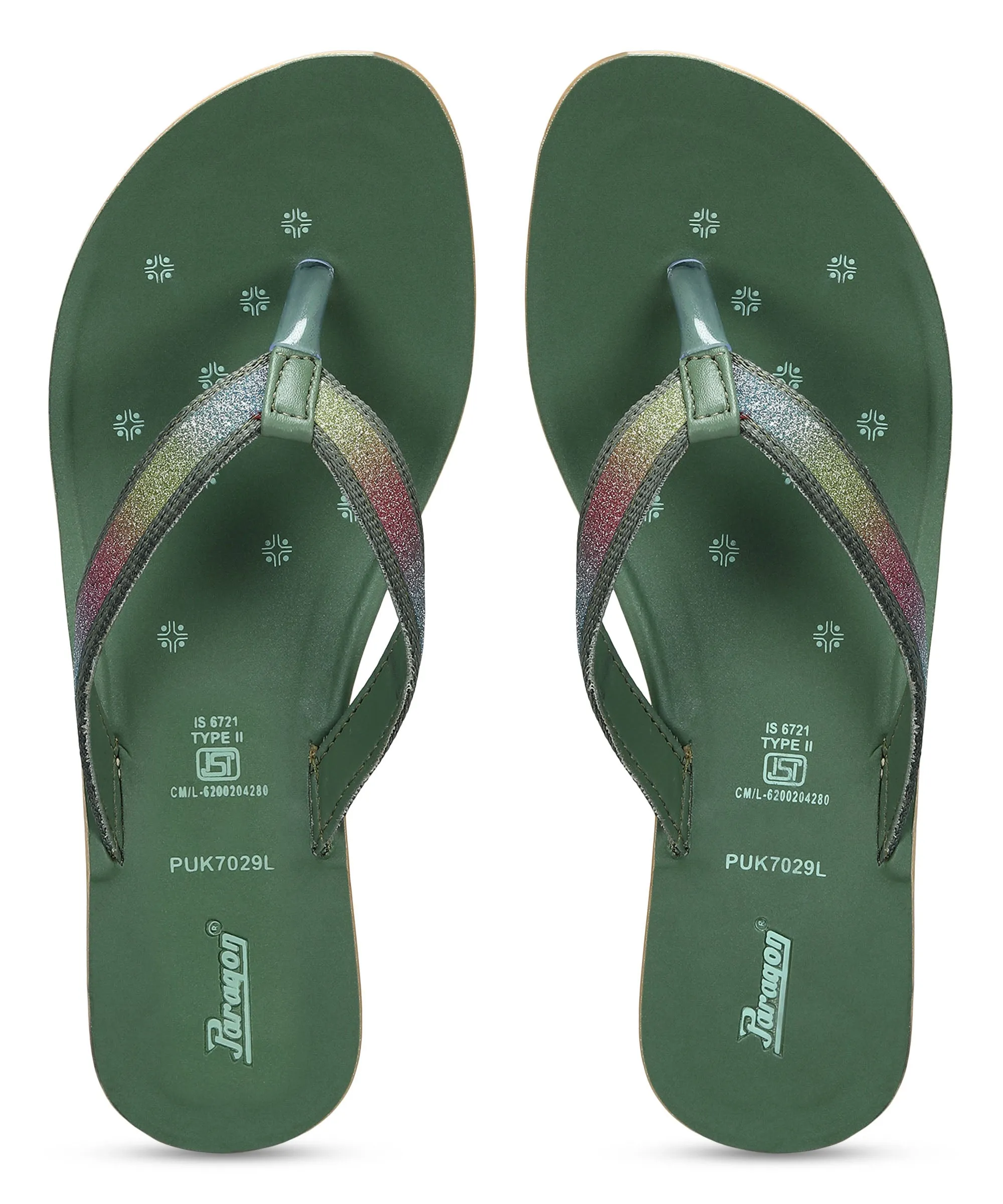 Paragon Women's Slip On Flat Green Sandals | Durable Dailywear Sandals