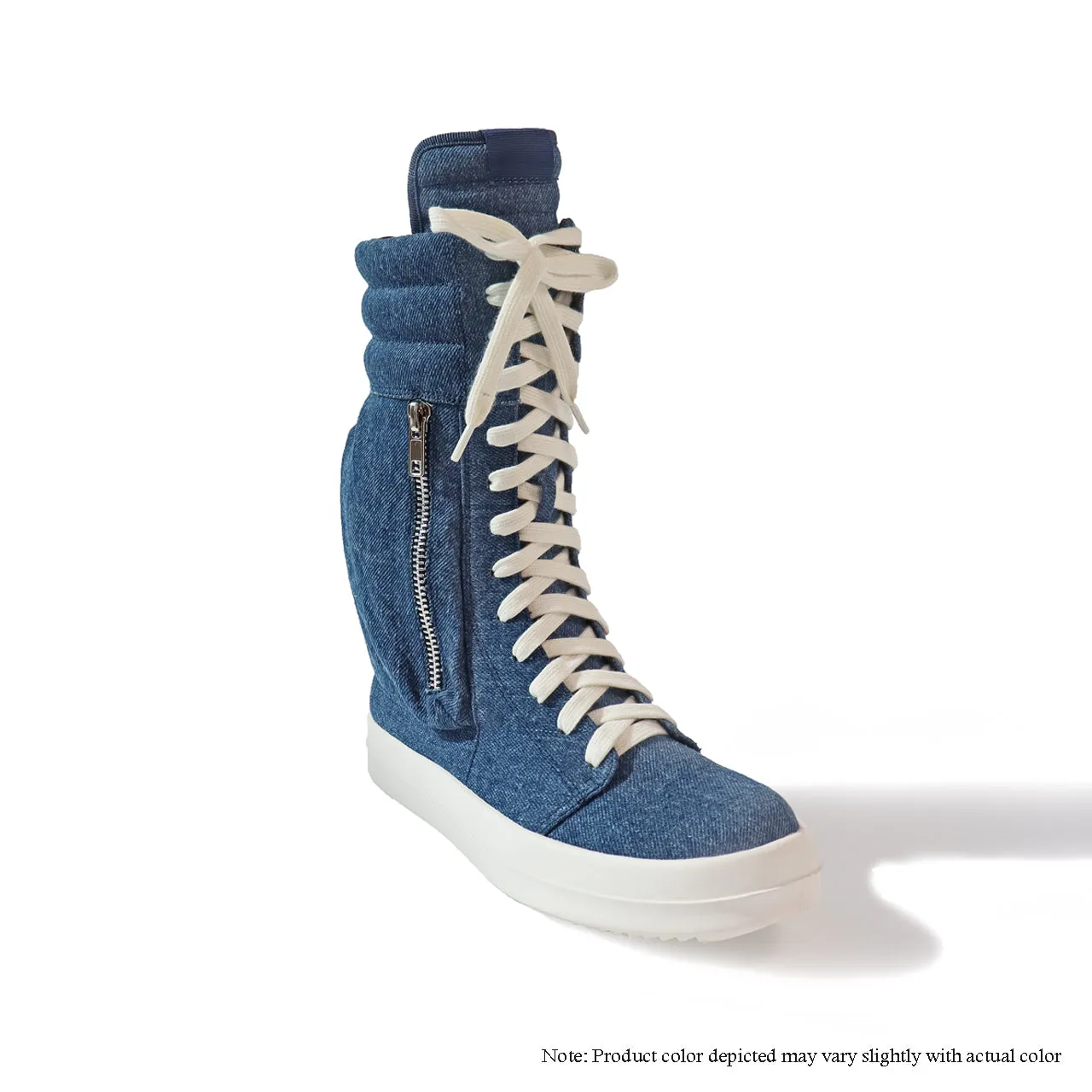 RACER-1 SIDE POCKET CALF-HIGH ANKLE SNEAKER - DENIM