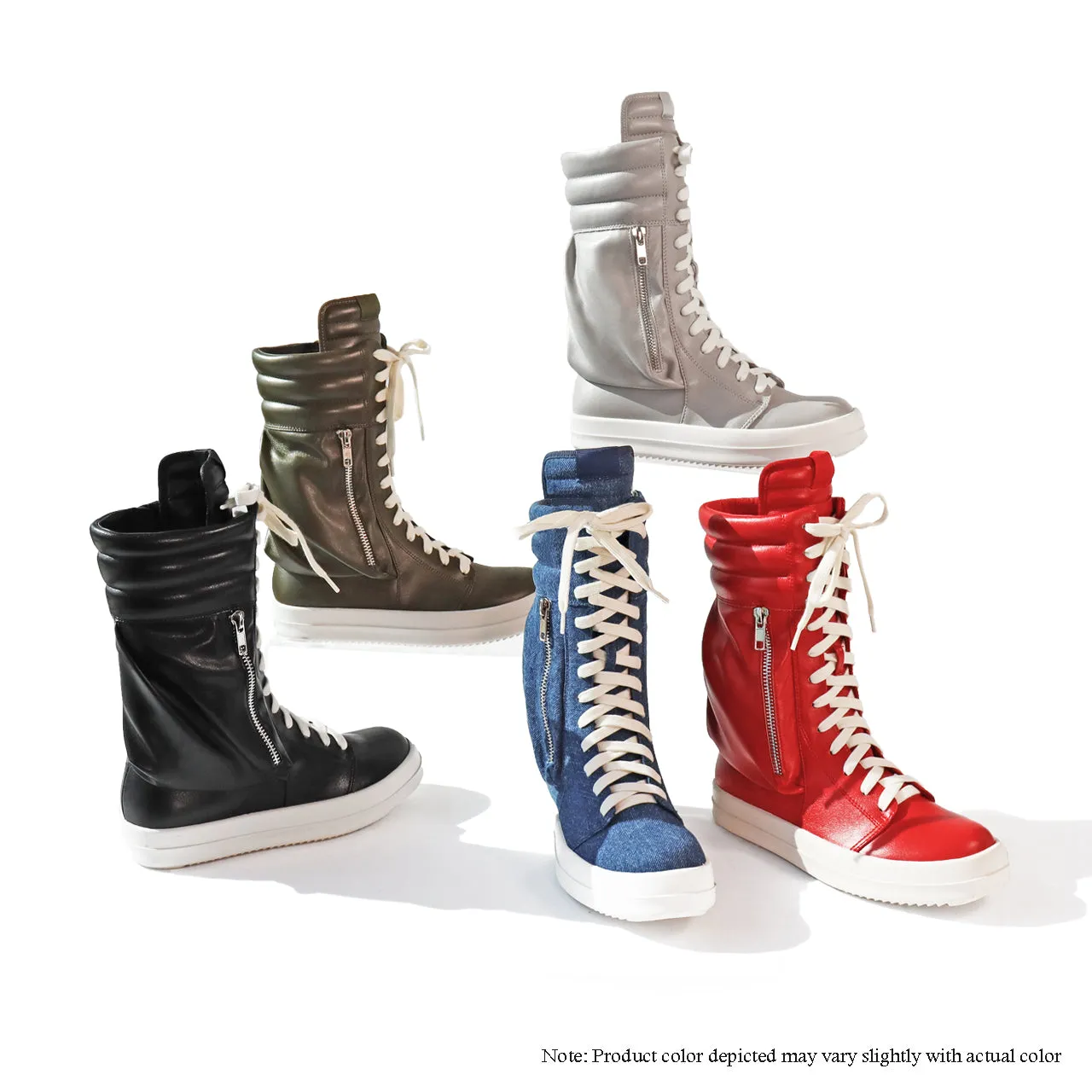 RACER-1 SIDE POCKET CALF-HIGH ANKLE SNEAKER - DENIM