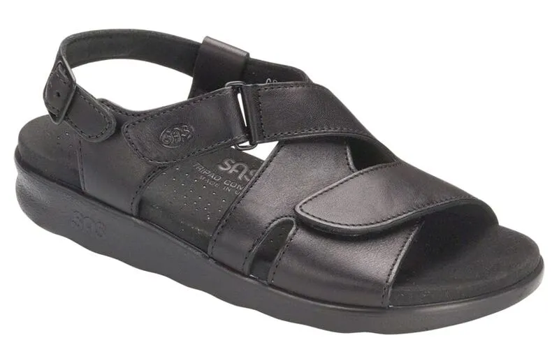 SAS Huggy Cross Strap Sandal- Black