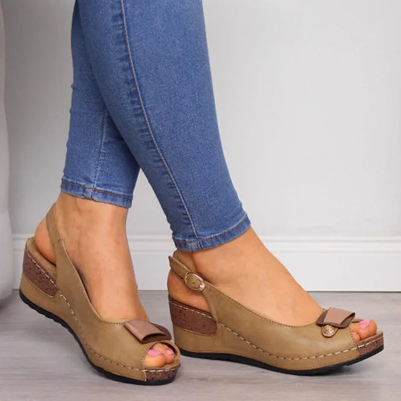 Slingback wedge sandals peep toe elegant wedge sandals