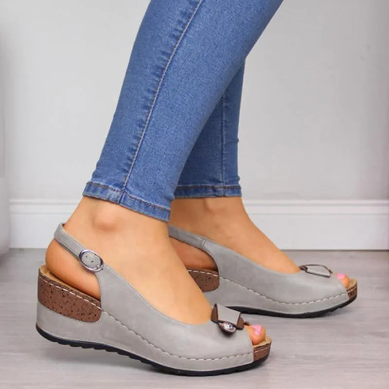 Slingback wedge sandals peep toe elegant wedge sandals