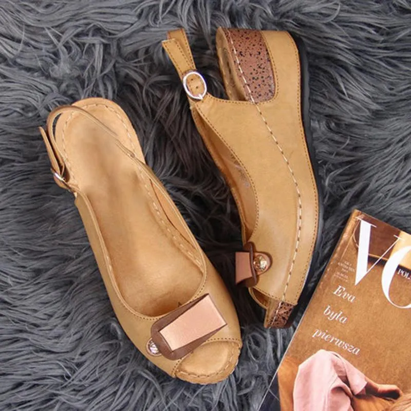 Slingback wedge sandals peep toe elegant wedge sandals