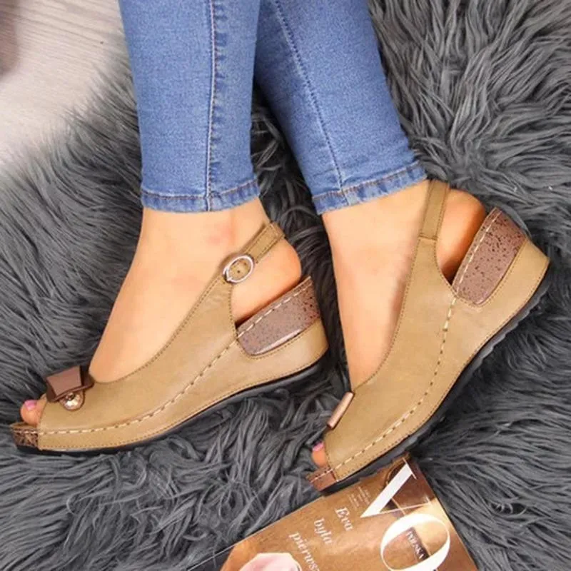 Slingback wedge sandals peep toe elegant wedge sandals