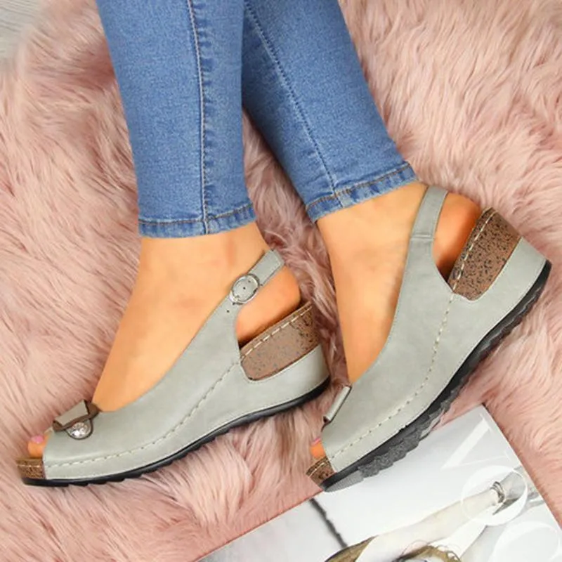 Slingback wedge sandals peep toe elegant wedge sandals