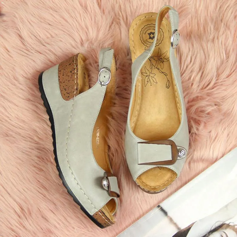 Slingback wedge sandals peep toe elegant wedge sandals