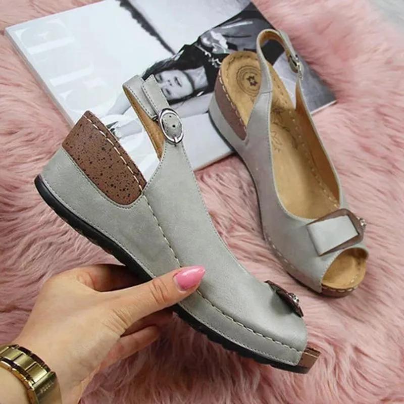Slingback wedge sandals peep toe elegant wedge sandals