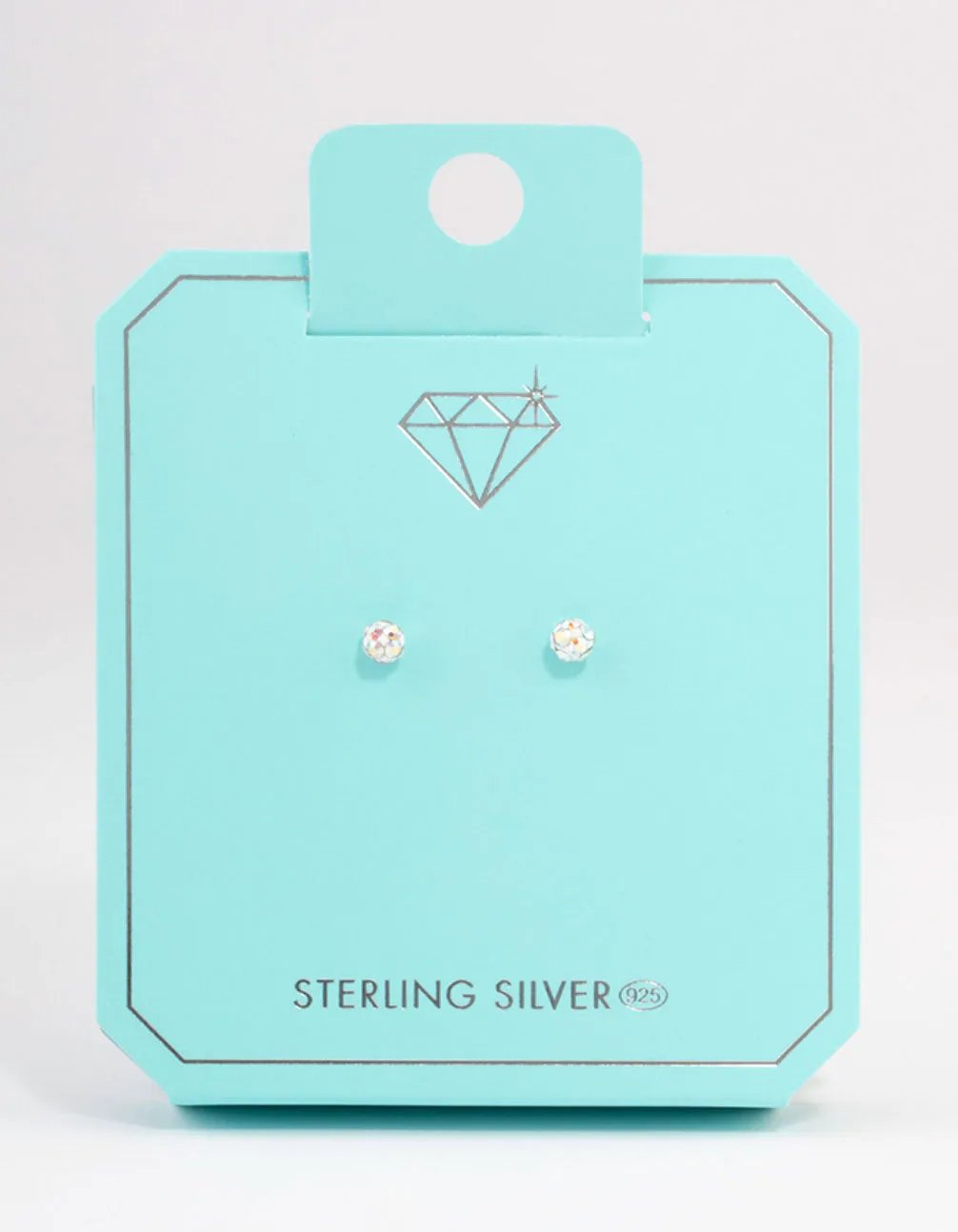 Sterling Silver 4mm Pave Ball Stud Earrings