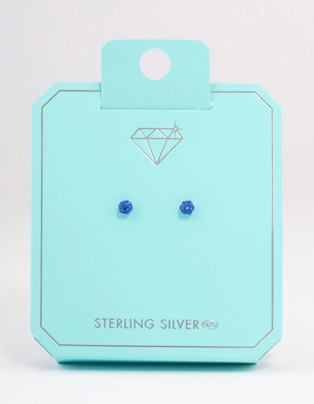 Sterling Silver Blue Pave Stud Earrings 4mm