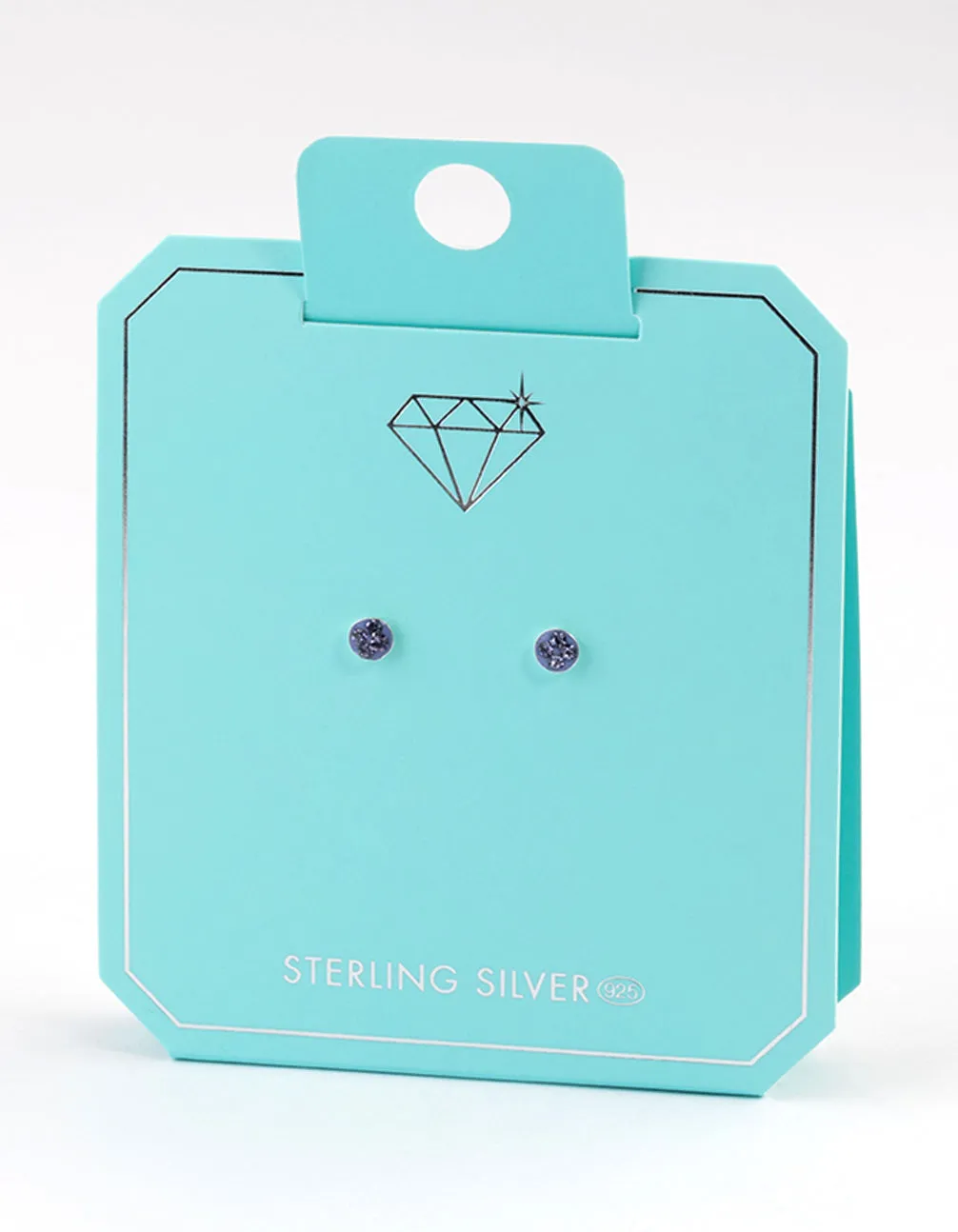 Sterling Silver Lilac Pave Flat Stud Earrings