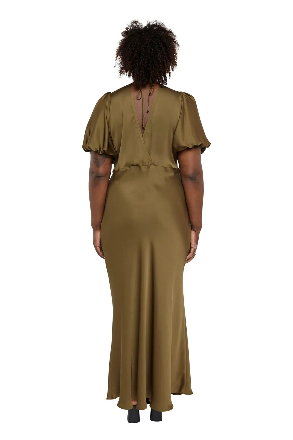 Uma Satin Dress Khaki