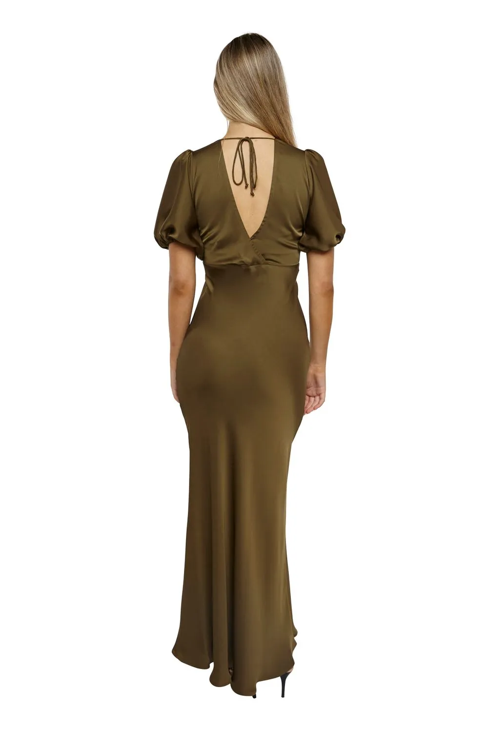 Uma Satin Dress Khaki
