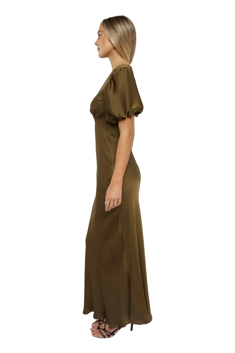 Uma Satin Dress Khaki
