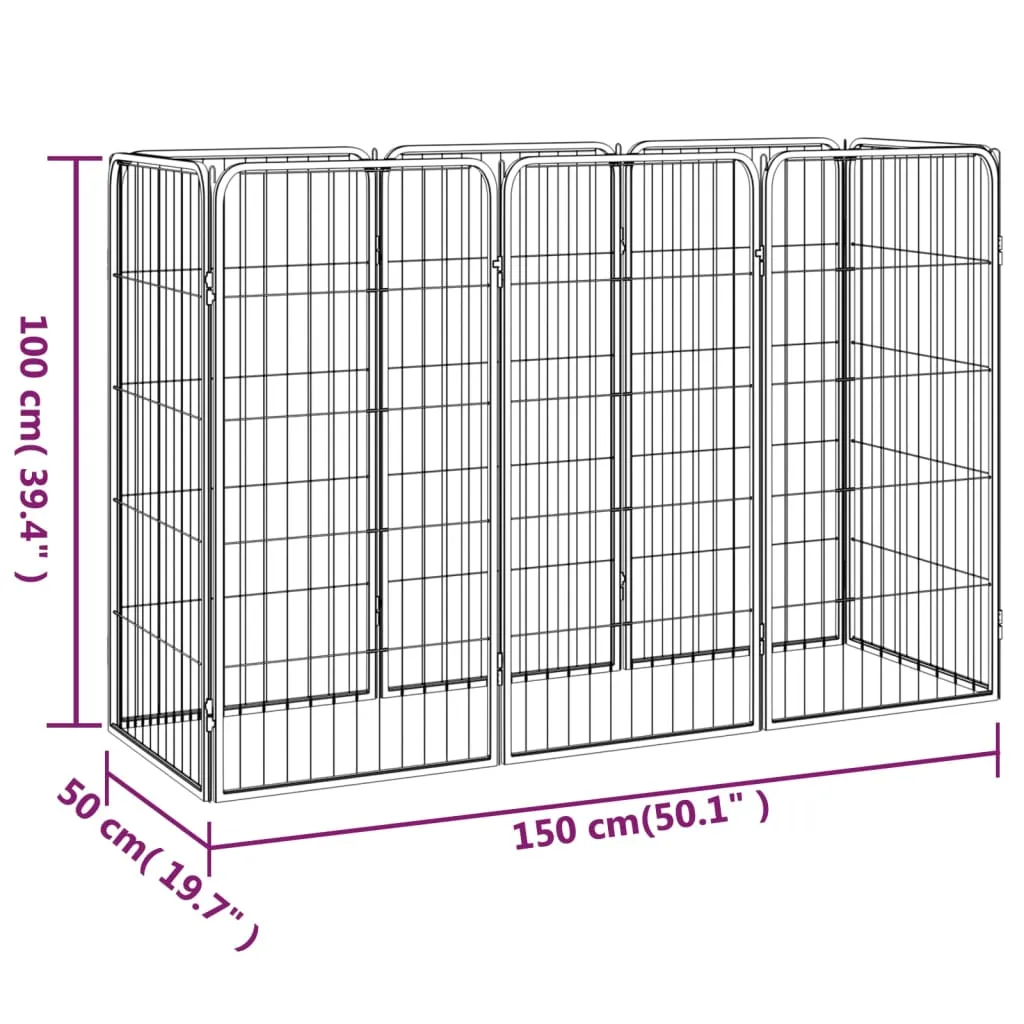 vidaXL 8-Panel Dog Playpen Black 50x100 cm Powder-coated Steel