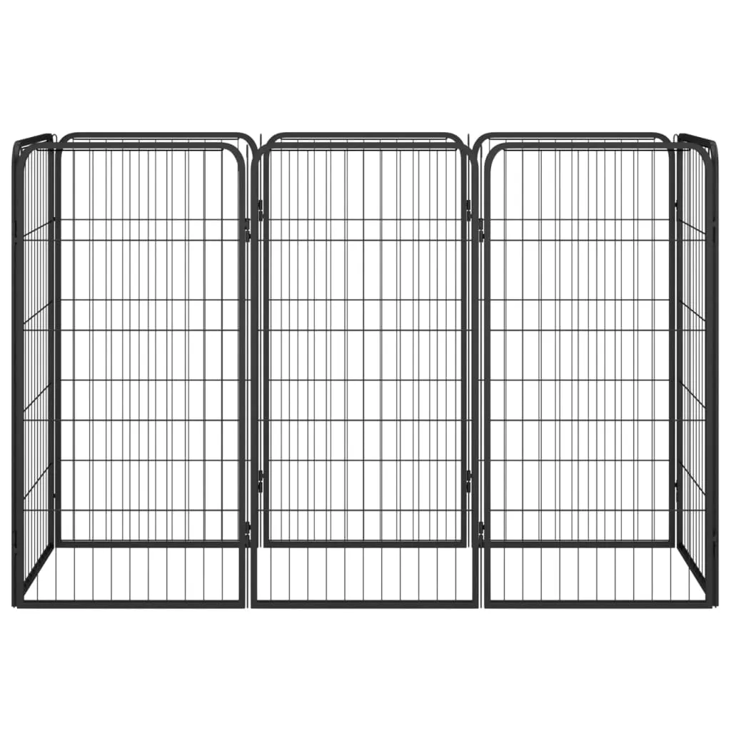 vidaXL 8-Panel Dog Playpen Black 50x100 cm Powder-coated Steel