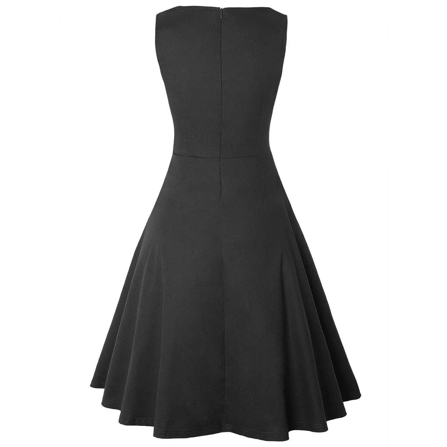 Vintage Black Elegant Floral Swing Dress