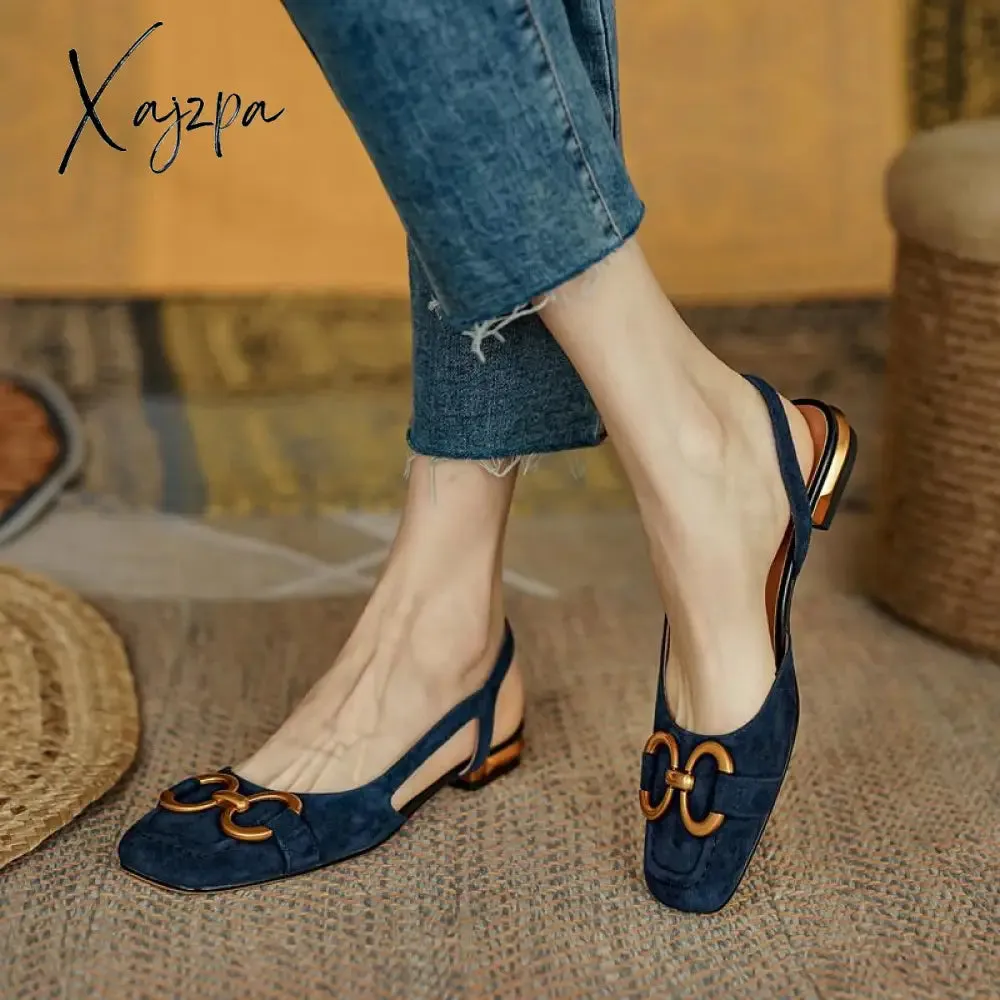 Xajzpa - Women's Sandals Elegant Office Ladies Shoes and Sandals Women Casual Shoes Square Heel Sandals Slip On Woman Flats