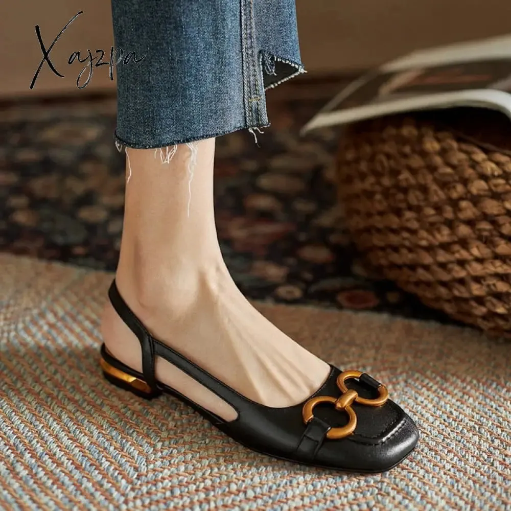 Xajzpa - Women's Sandals Elegant Office Ladies Shoes and Sandals Women Casual Shoes Square Heel Sandals Slip On Woman Flats