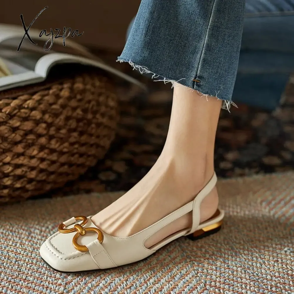 Xajzpa - Women's Sandals Elegant Office Ladies Shoes and Sandals Women Casual Shoes Square Heel Sandals Slip On Woman Flats